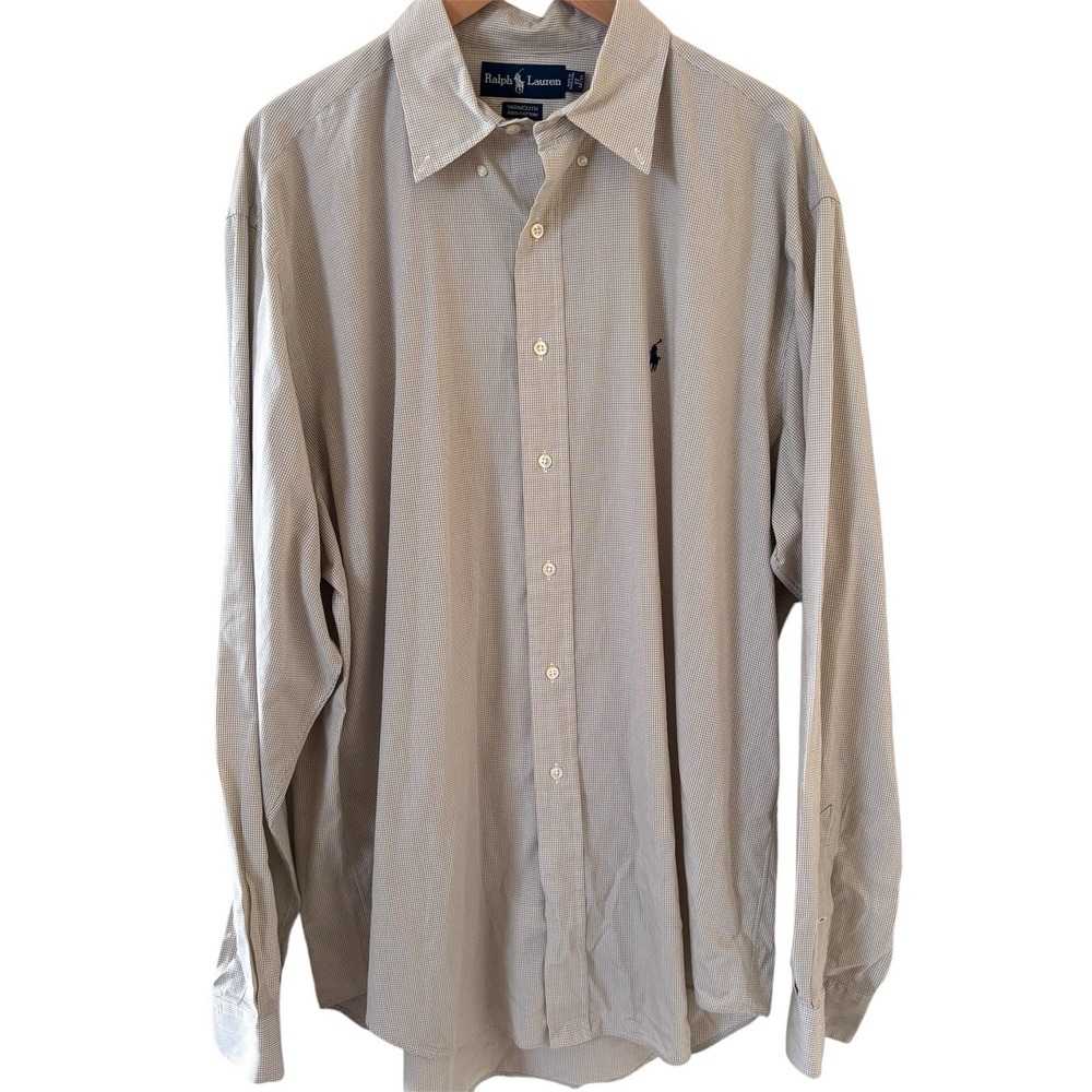 Ralph Lauren Mens Dress Shirt Size 17 36/37 Preppy Button Down Designer Yarmouth